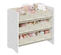 SONGMICS Estantería Infantil para Juguetes, Organizador Infantil para Libros, 9 Cajas de Almacenamiento no Tejidas, Espaciosa, 29,5 x 62,5 x 60 cm, Blanco Nube GKR033W10
