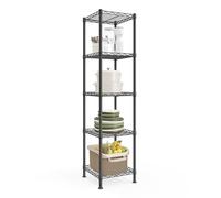 SONGMICS Estanteria Metalica Almacenaje, 5 Niveles, Balda Ajustable | Estanteria Baño, Robusto, 30 x 30 x 121 cm, Negro Tinta, Colección DALTEN LGR123BH01