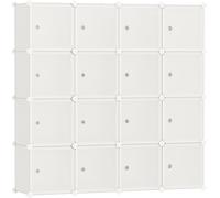 SONGMICS Estantería modular con 16 cubos de color blanco y cerma