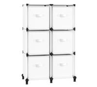SONGMICS Estantería Modular, Cubo de Ropa con Cajas de Almacenaje, Armario Modular de 6 Compartimentos, Personalizable, Expandible, Ahorro de Espacio, Dormitorio, Blanco Nube LPC062W06