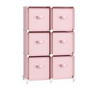 SONGMICS Estantería Modular, Cubo de Ropa con Cajas de Almacenaje, Armario Modular de 6 Compartimentos, Personalizable, Expandible, Ahorro de Espacio, Dormitorio, Rosa Jalea LPC062R01