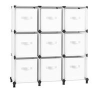 SONGMICS Estantería Modular, Cubo de Ropa con Cajas de Almacenaje, Armario Modular de 9 Compartimentos, Personalizable, Expandible, Ahorro de Espacio, Dormitorio, Blanco Nube LPC092W01