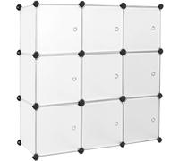 SONGMICS Estantería Modular de 12 Cubos, de Plástico con Puertas | Armario Modular, Fácil de Montar, para Zapatillas, Ropa, Libros, Blanco Nube, Colección Damion LPC116WS