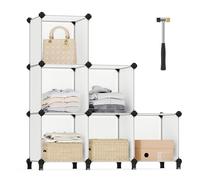 SONGMICS Estantería Modular de 6 Compartimentos, Zapatero con Patas | Organizador Modular de Plástico, Cubo de 30 x 30 x 30 cm, Salón, Martillo de Goma, Blanco, Colección DAMION LPC111S