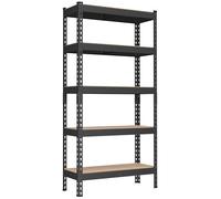 SONGMICS - Estantería para Cargas Pesadas, Estante de Almacenamiento, Estante de Cocina, 5 Niveles, 30 x 75 x 150 cm, Capacidad de Carga 875 kg, para sótano, Garaje, Oficina, Negro GLR300B01