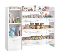SONGMICS Estantería para Juguetes Infantiles, 9 Cestas, 1 Cajón | Estantería, 30 x 113,1 x 104 cm, 2 Compartimentos Abiertos, Estilo Montessori, Blanco Nube, Colección TEZA GKR061WB01
