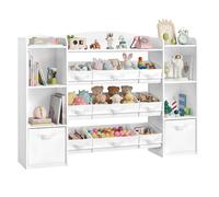 SONGMICS Estantería para Juguetes Infantiles, 9 Cestas, 1 Cajón | Estantería, 30 x 143,8 x 104 cm, 2 Compartimentos Abiertos, Estilo Montessori, Blanco Nube, Colección TEZA GKR062WB01