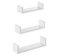 SONGMICS Estanteria Pared, Juego de 3, 30/35/40 cm, Colgantes | Estante Pared, Carga de 10 kg, para Salón, Oficina, Dormitorio, Cocina, Blanco Nube, Colección CUSTOS LWS40WT