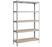 SONGMICS Estantería Pesada 5 Niveles, Montaje sin Tornillos, 200x120x60 cm | Estanteria Metalica, Load of 750 kg, Para Instrumentos, Garaje, Almacén, Trastero, Plateado y Amarillo, GLR060E01