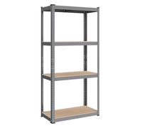 SONGMICS Estantería Pesada de 4 Niveles, Estantería de Acero, Montaje Rápido, Garaje, Almacén, Trastero, Carga de 520 kg, 40 x 80 x 160 cm, Gris y Natural GLR044G01