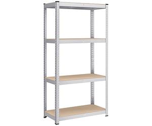 SONGMICS Estantería Pesada de 4 Niveles, Montaje sin Herramientas, Acero | Carga de 520 kg, 80 x 40 x 160 cm, para Instrumentos, Garaje, Almacén, Trastero, Plateado, Colección COZORY GLR044E01