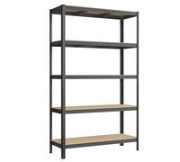 SONGMICS Estantería Pesada de 5 Niveles, Estantería de Acero, Montaje Rápido, Garaje, Almacén, Trastero, Carga de 750 kg, 60 x 120 x 200 cm, Gris GLR060G01