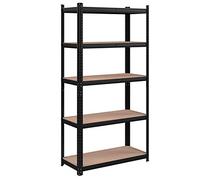 SONGMICS Estantería Pesada de 5 Niveles, Estantería de Acero, Montaje Rápido, Garaje, Almacén, Trastero, Carga de 875 kg, 40 x 90 x 180 cm, Negro GLR040B01