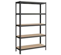 SONGMICS Estantería Pesada de 5 Niveles, Estantería de Acero, Montaje Rápido, Garaje, Almacén, Trastero, Carga de 750 kg, 60 x 120 x 200 cm, Negro GLR060B01