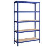 SONGMICS Estantería Pesada de 5 Niveles, Estantería de Acero, Montaje Rápido, Garaje, Almacén, Trastero, Carga de 750 kg, 60 x 120 x 200 cm, Azul GLR060Q01