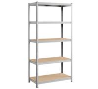 SONGMICS Estantería Pesada de 5 Niveles, Estantería de Acero, Montaje sin Herramientas, para Instrumentos, Garaje, Almacén, Trastero, Carga de 600 kg, 50 x 100 x 200 cm, Plata/Negro/Gris/Azul Negro