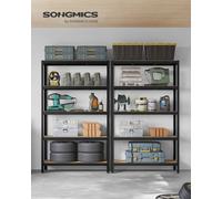SONGMICS Estantería Pesada de 5 Niveles, Estantería de Acero, Montaje sin Herramientas, para Instrumentos, Garaje, Almacén, Trastero, Carga de 875 kg, 60 x 120 x 200 cm, Marrón Rústico y Negro