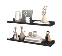 SONGMICS Estantes de Pared, 2 Unidades, flotantes, Estilo Moderno Básico | Estantes de Acero, Estante Pared para Decoraciones, Marcos de Fotos, Negro Tinta, Colección CUSTOS LFS014BH01