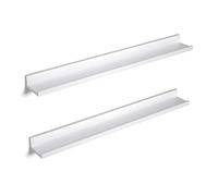 SONGMICS Estantes de Pared, Juego de 2, Estantes Flotantes, Ancho de 80 cm, para Marcos de Fotos y Adornos, para Salón, Oficina en Casa, Baño, Cocina, Blanco Mate LWS080W01