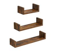 SONGMICS Estantes de Pared, Juego de 3, Estantes Flotantes, Estantes Colgantes, Longitud 30/45/60 cm, Carga de 10 kg, para Salón, Oficina, Baño, Cocina, Marrón Rústico LWS066T01