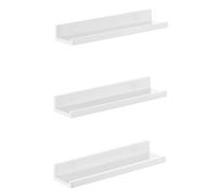 SONGMICS Estantes de Pared, Juego de 3, Estantes Flotantes, Estantes Colgantes, para Marcos de Fotos y Adornos, para Sala de Estar, Oficina en Casa, Baño, Cocina, Blanco Mate/Negro Brillo