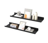 SONGMICS Estantes de Pared Metálicos, Juego de 2 Estantes Flotantes, Estilo Industrial, para Decoración, Marcos de Fotos, Adornos, 4 Tornillos Incluidos para Montaje, Negro Tinta LFS014BH01