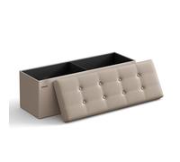 SONGMICS Folding Storage Ottoman Bench Camel Brown LSF070K03 | Banco Almacenaje, Banco de Cubo, para Sala de Estar, Dormitorio, Entrada, Marrón Camello, Colección MINOTA LSF070K03