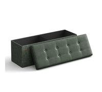 SONGMICS Folding Storage Ottoman Bench Forest Green LSF070C01 | Banco Almacenaje, Banco de Cubo, para Sala de Estar, Dormitorio, Entrada, Verde Bosque, Colección MINOTA LSF070C01