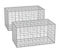 Songmics Gaviones de Piedra de Jardín 100 x 50 x 50 cm malla 5x10 cm galvanizado Plata - Juego de 2