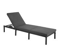 SONGMICS GCB27GYV1 - Tumbona de jardín de poliratán con cojín de 5 cm de Grosor, Respaldo Ajustable, 59 x 198 x 28 cm, Carga máxima: 150 kg, para jardín, balcón, Color Negro