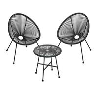 SONGMICS GGF013B02 - Juego de Muebles de jardín de 3 Piezas, Silla Acapulco, Asientos al Aire Libre, Mesa Superior de Cristal y 2 sillas, Juego de conversación para Interiores y Exteriores, Color