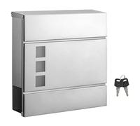 SONGMICS GMB052S02 - Buzón de Acero Inoxidable Moderno, con portaperiódicos, Tapa, bloqueable, fácil de Instalar, Color Plateado