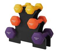 SONGMICS Hexagon - Juego de mancuernas cortas (2 x 1 kg, 2 x 1,5 kg, 2 x 2 kg, acabado mate de neopreno, entrenamiento de musculación en casa