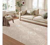 SONGMICS HOME Alfombra, 200 x 290 cm, Alfombra Antideslizante, Decoración del Hogar, para Salón, Dormitorio, Lavable a Máquina, Estilo Moderno, Beige Capuchino TAR214L01