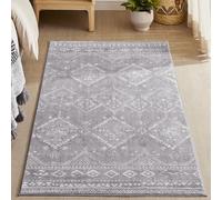 SONGMICS HOME Alfombra, 80 x 150 cm, Alfombra Antideslizante, Decoración del Hogar, para Salón, Dormitorio, Lavable a Máquina, Estilo Moderno, Gris Claro TAR026G01V1