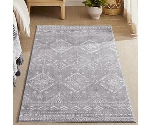 SONGMICS Home Alfombra, 80 x 150 cm, Alfombra Antideslizante, Decoración del Hogar, para Salón, Dormitorio, Lavable a Máquina, Estilo Moderno, Gris Claro TAR026G01V1