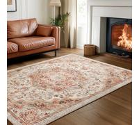SONGMICS HOME Alfombra, Alfombra Antideslizante 120 x 170 cm para Dormitorio, Estilo Tradicional Vintage, Adorno para Salón, Cocina, Entrada, Comedor, Lavable a Máquina, Beige Capuchino TAR032K01