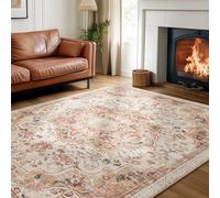 SONGMICS HOME Alfombra, Alfombra Antideslizante 80 x 150 cm para Dormitorio, Estilo Tradicional Vintage, Adorno para Salón, Cocina, Entrada, Comedor, Lavable a Máquina, Beige Capuchino TAR037K01