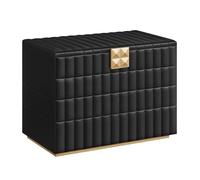 SONGMICS HOME ANAH Colección - Caja Joyero Apilable con Espejo, Organizador Joyero 4 Capas, Superficie PU con Costuras, 17 x 28 x 20,5 cm, Efecto Flotante, Idea de Regalo, Negro Tinta JBC181B01