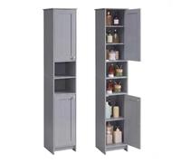 SONGMICS HOME Armario de Baño Alto Montaje sin Herramientas, 2 Puertas | Mueble Columna de Tablero de partículas, MDF, Diseño Estrecho, 30 x 30 x 170 cm, Gris Paloma, Colección HOPU BBC667GA01