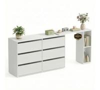 SONGMICS HOME Cómoda de Dormitorio, Mueble Cajonera con 6 Cajones, Tablero de Partículas, 153 x 39 x 73,9 cm, Aparador Auxiliar para Escritorio, Blanco, Colección Kadin LTS656W01