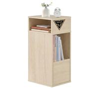 SONGMICS HOME Mesita de Noche Estrecha, Montaje sin Herramientas, con Cajón | Mesa Auxiliar de Madera, Mueble para Dormitorio, 30 x 25 x 59,4 cm, café travertino, Colección KADIN LET911LA01