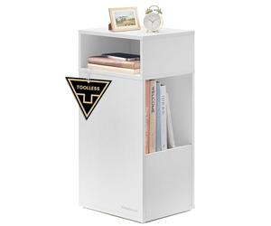 SONGMICS Home Mesita de Noche Estrecha, Montaje sin Herramientas, con Cajón | Mesa Auxiliar de Madera, Mueble para Dormitorio, 30 x 25 x 59,4 cm, Blanco Nieve, Colección KADIN LET911WE01