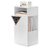 SONGMICS HOME Mesita de Noche Estrecha, Montaje Súper Rápido Sin Herramientas, Mesa Auxiliar con 2 Compartimentos Abiertos y 1 Cajón, Dormitorio, 30 x 25 x 59,4 cm, Blanco Nieve LET911WE01