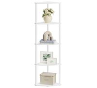 SONGMICS HOME Montaje Superrápido sin Herramientas, Estantería Esquinera con 5 Niveles, Estantería, 38,3 x 27 x 139 cm, Salón, Dormitorio, Cocina, Blanco Nieve LBC610W01