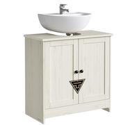 SONGMICS Home Mueble Bajo Lavabo para Baño, Snapsemble Montaje Súper Rápido, Armario con Estante Ajustable, para Lavabos sin Pedestal, Blanco Rústico BBC222WJ01