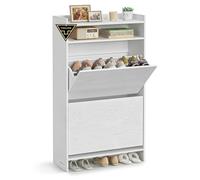 SONGMICS HOME Mueble Zapatero, Montaje Rápido Sin Herramientas Toolless | Zapatero Entrada Recibidor, Armario Zapatero, Separadores Ajustables, Moderno, Blanco Nieve, Colección KADIN LBC228WE01