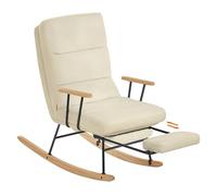 SONGMICS HOME Silla Mecedora con Reposabrazos Reclinable Carga de 160 kg | Cubierta de Vellón, Marco de Acero, Patas de Madera de Caucho, para Dormitorio, Salón, Camello, Colección TEOU LYY016LJ01