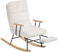 SONGMICS HOME Silla mecedora con respaldo regulable de color blanco crema