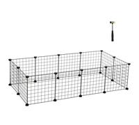 SONGMICS Jaula para Mascotas, Valla Metálica para Hámster, Conejitos, Parque de Mascotas en Bricolaje, para Animalitos, Negro/Blanco Negro